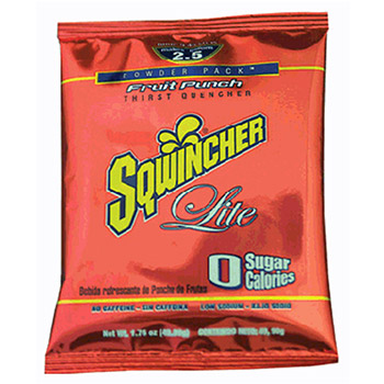 Sqwincher 016803-FP 1.76 Ounce Instant Powder Pack Fruit Punch Lite Electrolyte Drink - Yields 2 1/2 Gallons (24 Packets)