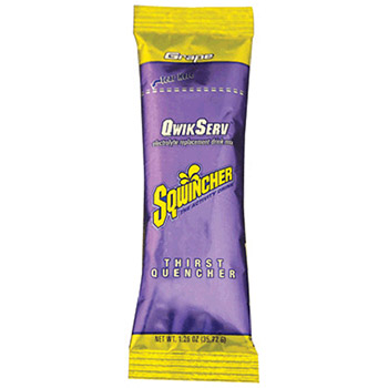 Sqwincher 159060904-GR 1.26 Ounce Qwik Serve Per Bag Powder Concentrate Grape Electrolyte Drink - Yields 16.9 Ounces, 8 Pkg/Bag, 12 Bags/Cs, Per Cs