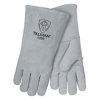 Tillman Large 14" Pearl Gray Shoulder Split Cowhide Cotton Lined Economy Grade Stick Welders Gloves With Wing Thumb, Welted Finger And Lock Stitching (Carded)