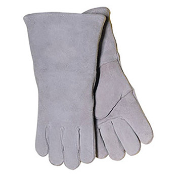 Tillman Large 14" Pearl Gray Shoulder Split Cowhide Cotton Lined Economy Grade Stick Welders Gloves With Wing Thumb, Welted Finger And Lock Stitching