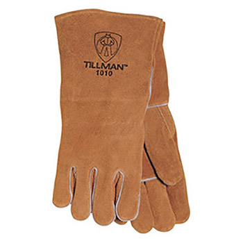 Tillman Large 14" Russet Brown Select Shoulder Split Cowhide Cotton Lined Standard Grade Stick Welders Gloves With Reinforced Straight Thumb, Welted Finger And Kevlar Lock Stitching (Carded)