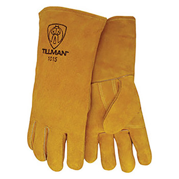 Tillman Large 14" Bourbon Brown Shoulder Split Cowhide Cotton-Foam Lined Standard Grade Stick Welders Gloves With Reinforced Wing Thumb, Welted Finger And Kevlar Lock Stitching (Carded)