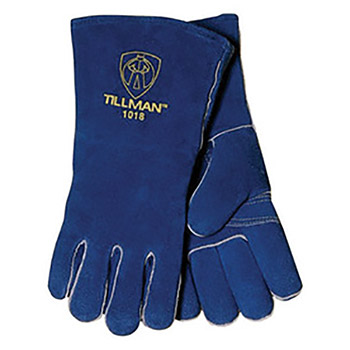 Tillman Large 14" Blue Select Shoulder Split Cowhide Cotton-Foam Lined Standard Grade Stick Welders Gloves With Reinforced Wing Thumb, Gauntlet Cuff, Welted Finger And Kevlar Lock Stitching