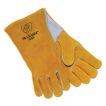 Tillman Large 14" Bourbon Brown Select Side Split Pigskin Cotton Lined Premium Grade Stick Welders Gloves With Wing Thumb, Welted Finger And Kevlar Lock Stitching (Carded)