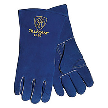 Tillman TIL1080LL Large 14" Blue Side Split Cowhide Cotton-Foam Lined Premium Grade Left Hand Only Stick Welders Glove With Reinforced Thumb, Welted Finger And Kevlar Lock Stitching