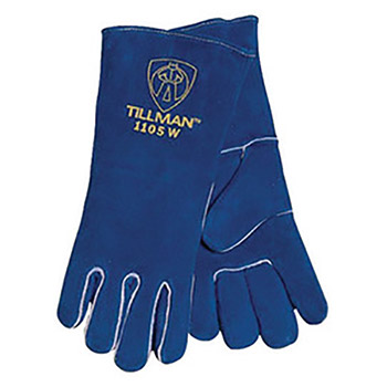 Tillman X-Small Ladies 12" Blue Shoulder Split Cowhide Cotton-Foam Standard Grade Stick Welders Gloves With Welted Finger And Kevlar Lock Stitching