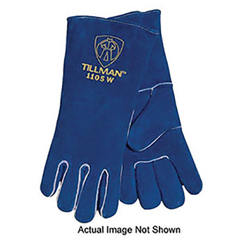 Tillman Large Ladies 12" Blue Shoulder Split Cowhide Cotton-Foam Standard Grade Left Hand Only Stick Welders Glove With Welted Finger And Kevlar Lock Stitching