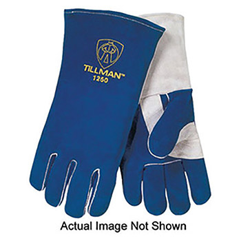 Tillman 2X 14" Gold And Pearl Gray Side Split Cowhide Cotton-Foam Lined Premium Grade Stick Welders Gloves With Double Reinforced Thumb, Gauntlet Cuff, Welted Finger And Kevlar Lock Stitching (Bulk)