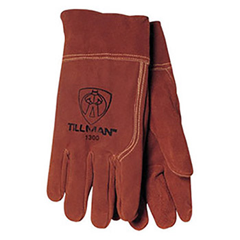 Tillman TIL1300M Medium Russet Brown Shoulder Split Cowhide Economy Grade Heavy Duty MIG Welders Gloves With Straight Thumb, 2" Cuff, Seamless Forefinger And Kevlar Lock Stitching, Per Dz