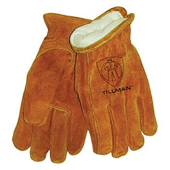 Tillman Large Brown Select Shoulder Split Cowhide Fleece Lined Cold Weather Gloves With Keystone Thumb, Double Stitched Forefinger And Carded Pack