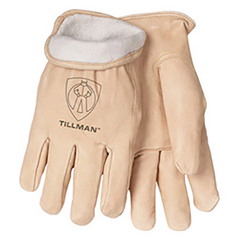 Tillman Large Pearl Top Grain Pigskin Fleece Lined Drivers Cold Weather Gloves With Keystone Thumb And Double Stitched Forefinger