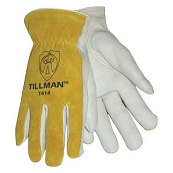 Tillman Small Pearl And Bourbon Standard Top Grain Cowhide Unlined Gunn Cut Drivers Gloves With Keystone Thumb And Shirred Cuff