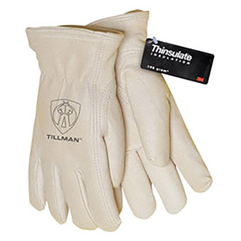 Tillman Large Pearl Top Grain Pigskin Thinsulate Lined Cold Weather Gloves With Keystone Thumb And Safety Cuff,