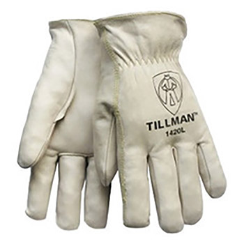 Tillman Large Pearl Premium Top Grain Cowhide Unlined Gunn Cut Drivers Gloves With Straight Thumb And Rolled Cuff