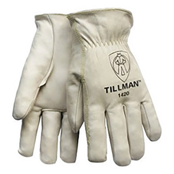 Tillman Medium Pearl Premium Top Grain Cowhide Unlined Gunn Cut Drivers Gloves With Straight Thumb And Rolled Cuff