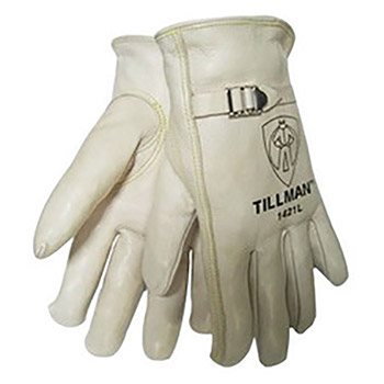 Tillman Large Pearl Premium Cowhide Unlined Gunn Cut Drivers Gloves With Straight Thumb And Rolled Cuff