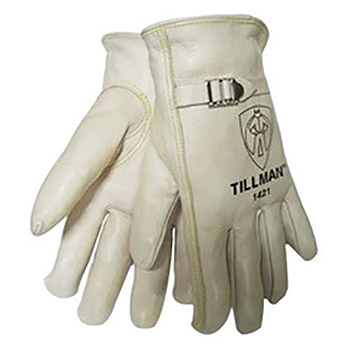Tillman Medium Pearl Premium Cowhide Unlined Gunn Cut Drivers Gloves With Straight Thumb And Rolled Cuff