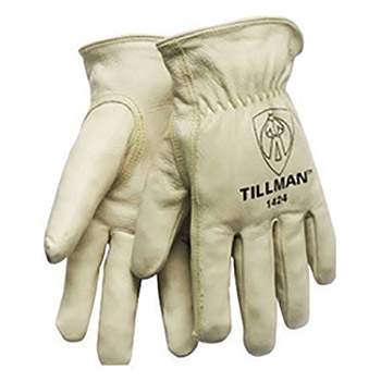 Tillman Pearl Premium Top Grain Cowhide Unlined Gunn Cut Drivers Gloves With Keystone Thumb And Rolled Cuff, 24 Pairs