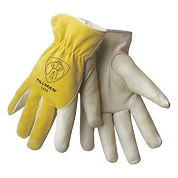 Tillman Large White Top Grain Cowhide Cotton Lined Import Drivers Gloves With Keystone Thumb And Elastic Cuff (Carded)