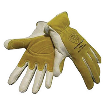 Tillman Medium Brown Full Finger Top Grain Split Cowhide Premium | Drivers Anti-Vibration Gloves With Cowhide Split Back And Integrated Vibration Dampening Pads