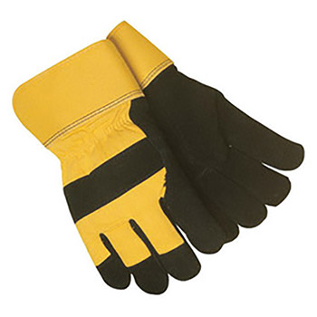 Tillman Large Black Select Shoulder Cowhide ColdBlock Cotton-Polyester Lined Cold Weather Gloves With Heavy Duty Safety Cuff, Yellow Canvas Back And Cowhide Knuckle Strap