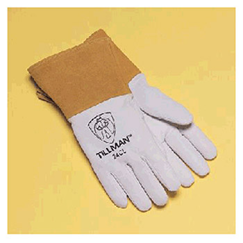 Tillman 24CM Medium Premium Top Grain Pearl Kidskin MIG/TIG Welder's Glove With 4" Cuff Straight Thumb And Kevlar