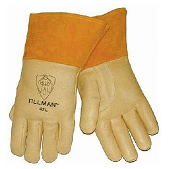 Tillman 42L Large Top Grain Pigskin MIG Welder's Glove With Cotton/Foam Lined Back Unlined Palm Straight Thumb