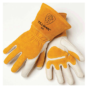 Tillman 50M Medium Top Grain Leather MIG Gloves With Split Leather Palm Reinforcements Split Leather Back Fleece