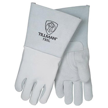 Tillman 750 Pearl Gray 14" Top Grain Elk Cotton/Foam Lined Welders Gloves With Straight Thumb Stiff Cowhide