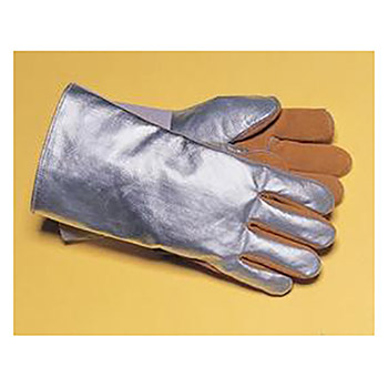 Tillman TIL820L Large Silver And Brown Leather And Aluminized Rayon Wool Lined Aluminized Welding Glove With Gauntlet Cuff