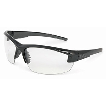 Uvex S1500 by Honeywell Mercury Safety Glasses With Black And Gray Frame And Clear Hard Coat Anti Scratch Lens