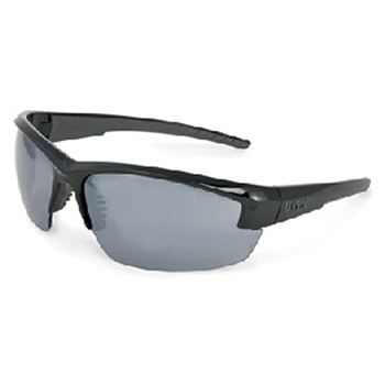 Uvex S1504 by Honeywell Mercury Safety Glasses With Black And Gray Frame And Silver Mirror Hard Coat Anti Scratch Lens