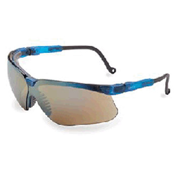 Uvex S3243 by Honeywell Sperian Genesis Safety Glasses With Vapor Blue Frame And Gold Polycarbonate Ultra-dura Anti-Scratch Hardcoat