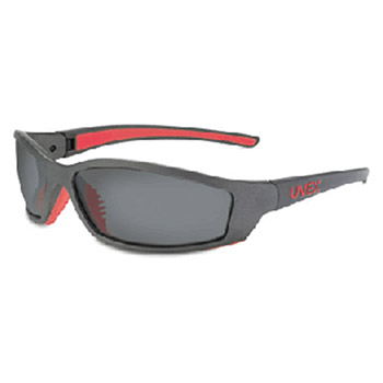 Uvex SX0406 by Honeywell Sperian SolarPro Safety Glasses With Gray And Red Frame And Gray Anti-Fog Hard Coat Photochromatic Lense