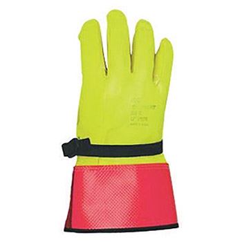 SALISBURY By Honeywell White 12" ILP Series Top Grain Goatskin High Voltage Linesmen's Glove Protector With Straight Cuff, Green Leather On Palm Side And Orange Vinyl On Back, Per Pr