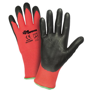 West Chester WEC701CRNF/S Small Zone Defense Cut And Abrasion Resistant Black Foam Nitrile Dipped Palm Coated Work Gloves With Elastic Knit Wrist