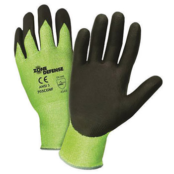 West Chester WEC705CGNF/XL X-Large Zone Defense 10 Gauge Cut Resistant Black Nitrile Dipped Palm Coated Work Gloves With Elastic Knit Wrist