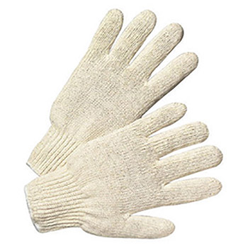 West Chester Large 8 Ounce White And Natural Cotton And Polyester Seamless Knit Uncoated Work Gloves With Cotton And Polyester Liner, Elastic Cuff And Wing Thumb