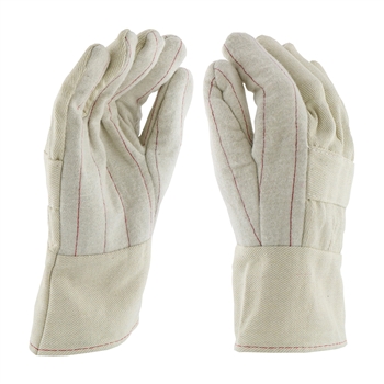 West Chester Large Natural Standard Weight Cotton Hot Mill Gloves With Band Top Cuff And Knuckle Strap. Straight Thumb