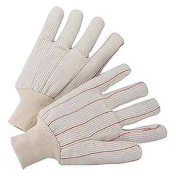 West Chester Large Natural 18 Ounce Medium Weight Cotton-Polyester Fully Corded Gloves With Knit Wrist, Straight Thumb, Standard Lining, Double Palm And Clute Cut