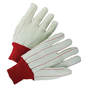 West Chester Large White 18 Ounce Medium Weight Cotton-Polyester Canvas Fully Corded Gloves With Knit Wrist, Straight Thumb, Standard Lining, Double Palm And Clute Cut