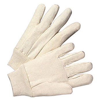 West Chester Large 10.5 Ounce White And Natural Cotton Uncoated Work Gloves With Knit Wrist And Wing Thumb