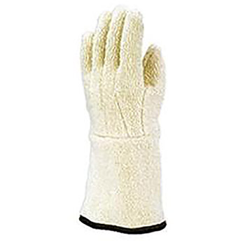 Wells Lamont Large White Kelklave Terry Cloth Heat Resistant Gloves With 5" Gauntlet Cuff