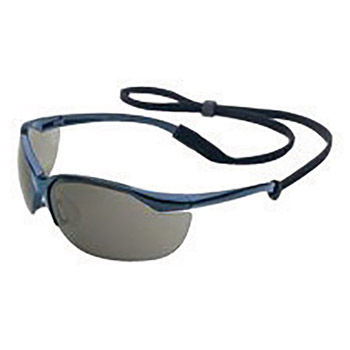 North by Honeywell WLS11150906 Vapor Wilson Safety Glasses With Metallic Blue Nylon Frame, Gray Polycarbonate TSR Fog-Ban Anti-Fog Lens And Breakaway Neck Cord